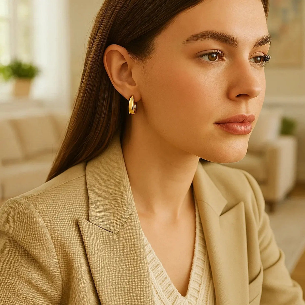 Tapered Huggie Hoop Earrings | 14K Gold  Hoop Earrings DEEVE