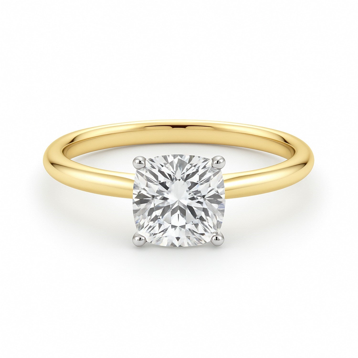 1.50Ct Cushion Lab Grown IGI G/VS1 Diamond Ring in 14K Yellow Gold