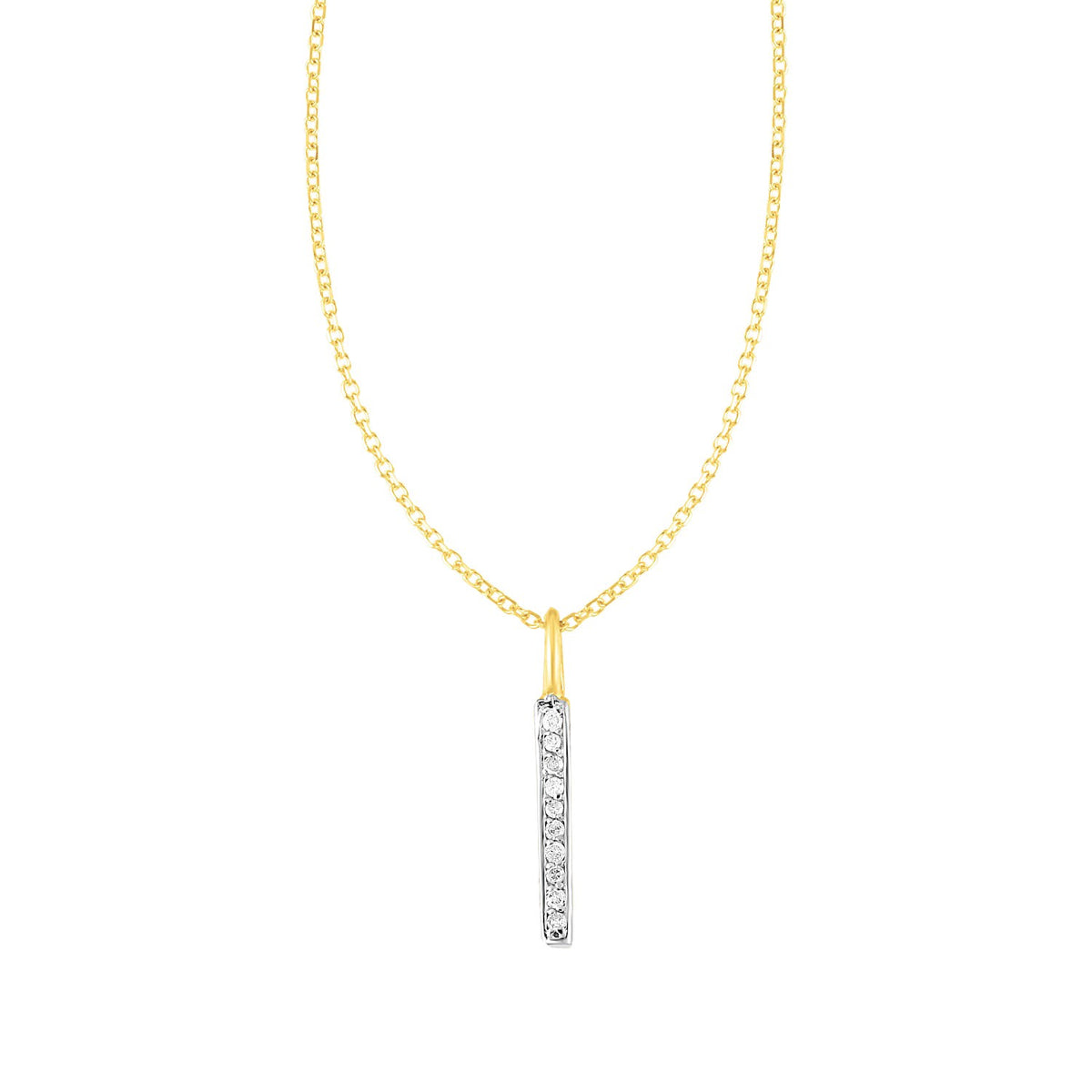 Diamond Bar Pendant Necklace in 14K Yellow Gold