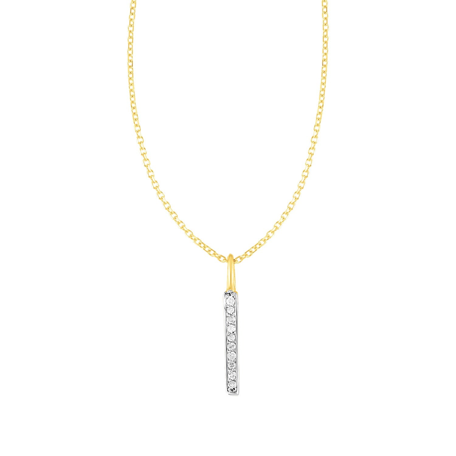 Diamond Bar Pendant Necklace in 14K Yellow Gold