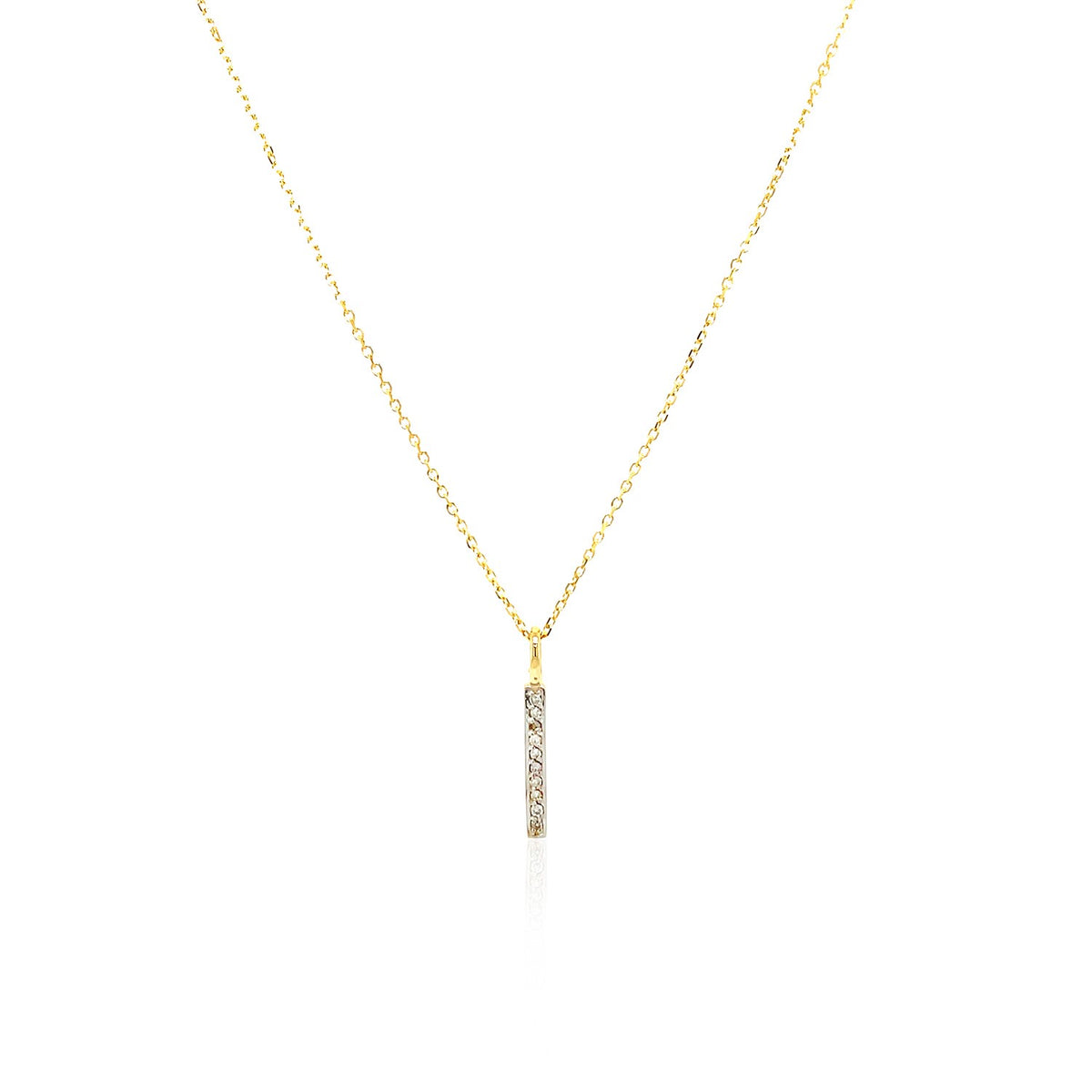 Diamond Bar Pendant Necklace in 14K Yellow Gold