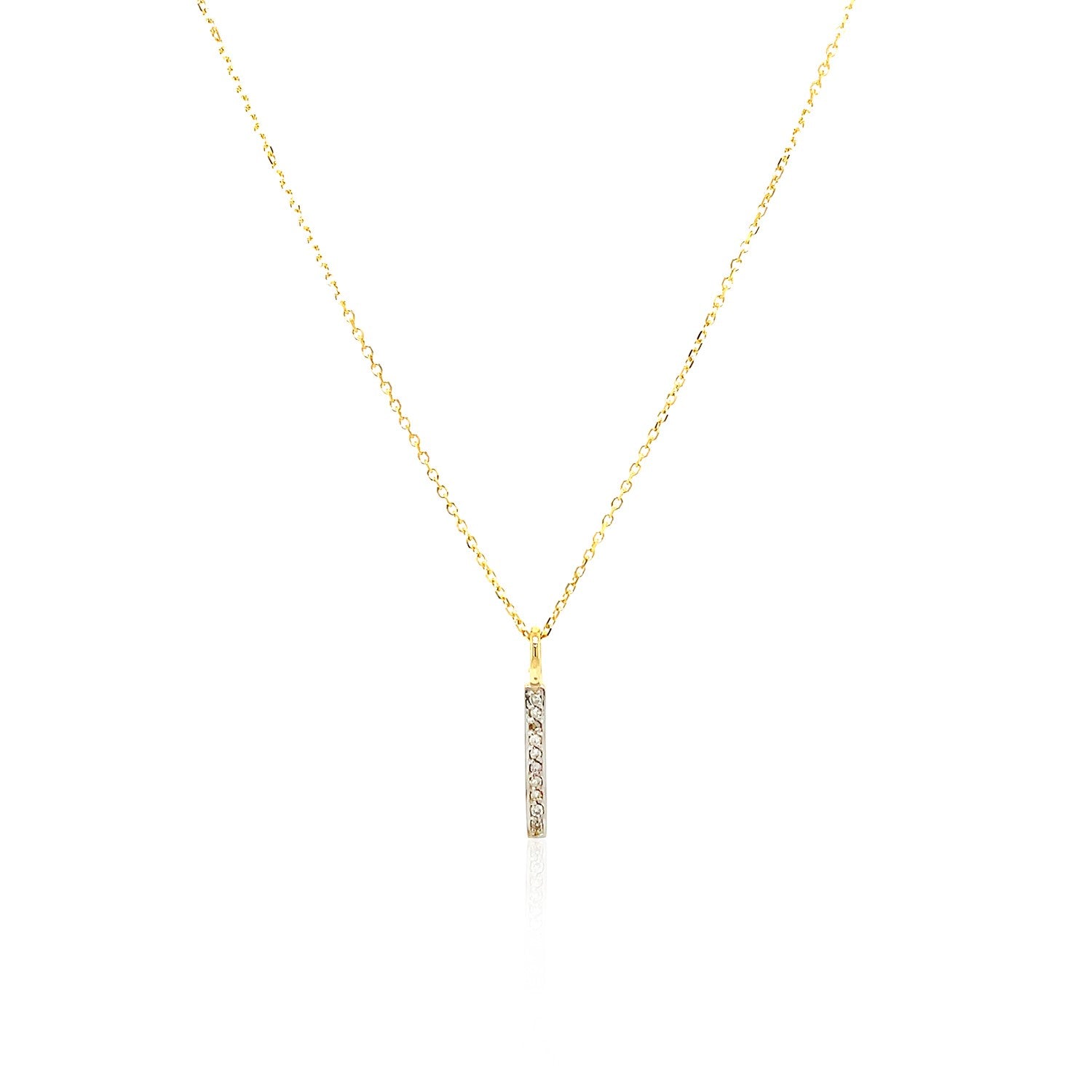Diamond Bar Pendant Necklace in 14K Yellow Gold