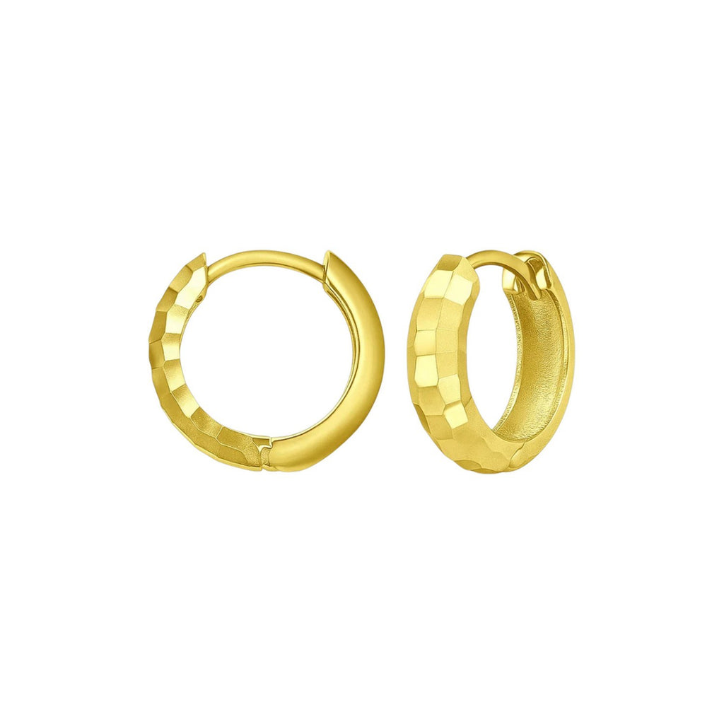 Checkerboard Huggie Hoop Earrings | 14K Gold