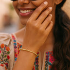 High Polish Bead Cuff Bangle in 14K Yellow Gold