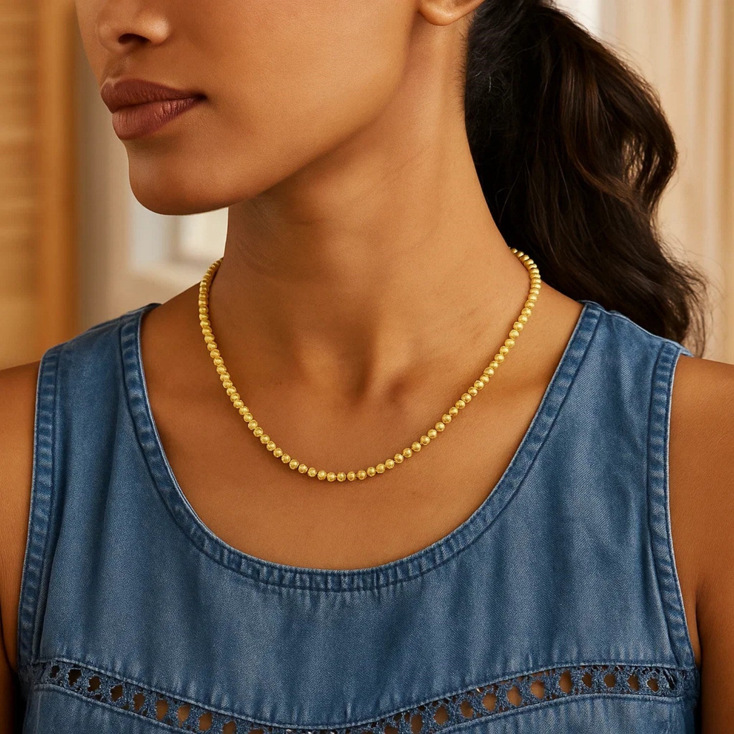 Bead Chain Necklace in 14K Yellow Gold | 2.30mm