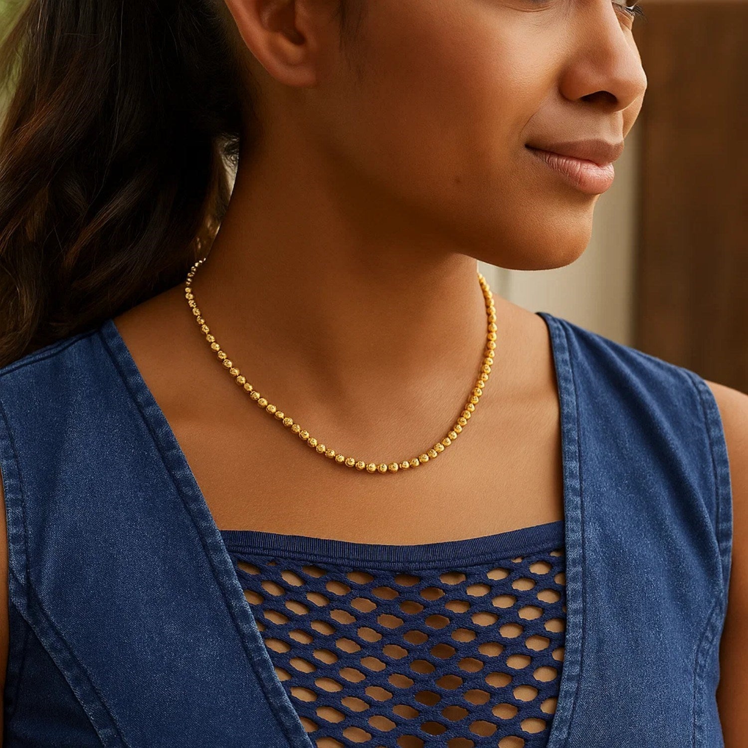 Bead Chain Necklace in 14K Yellow Gold | 2.30mm