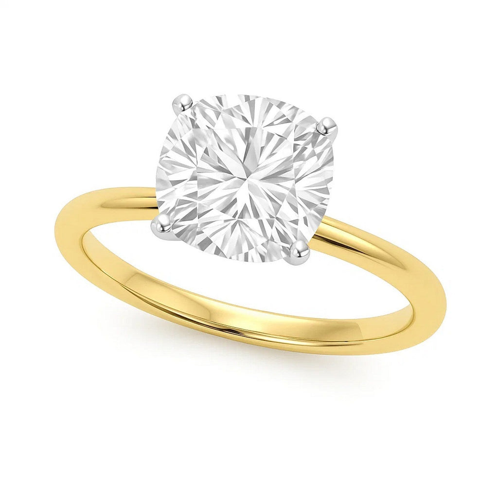 5 Carat Cushion Lab Grown Diamond Solitaire Ring in 14K Yellow Gold