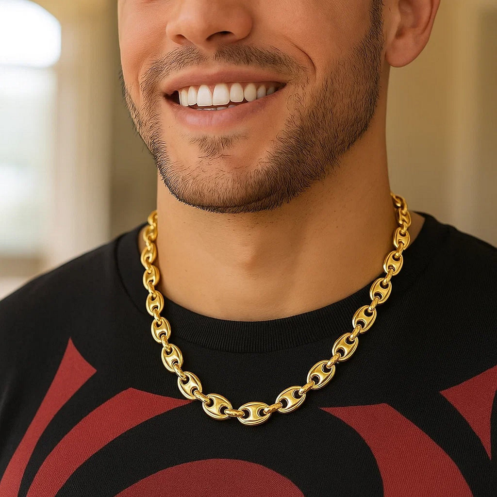 Puffed Mariner Link Chain in 14K Yellow Gold