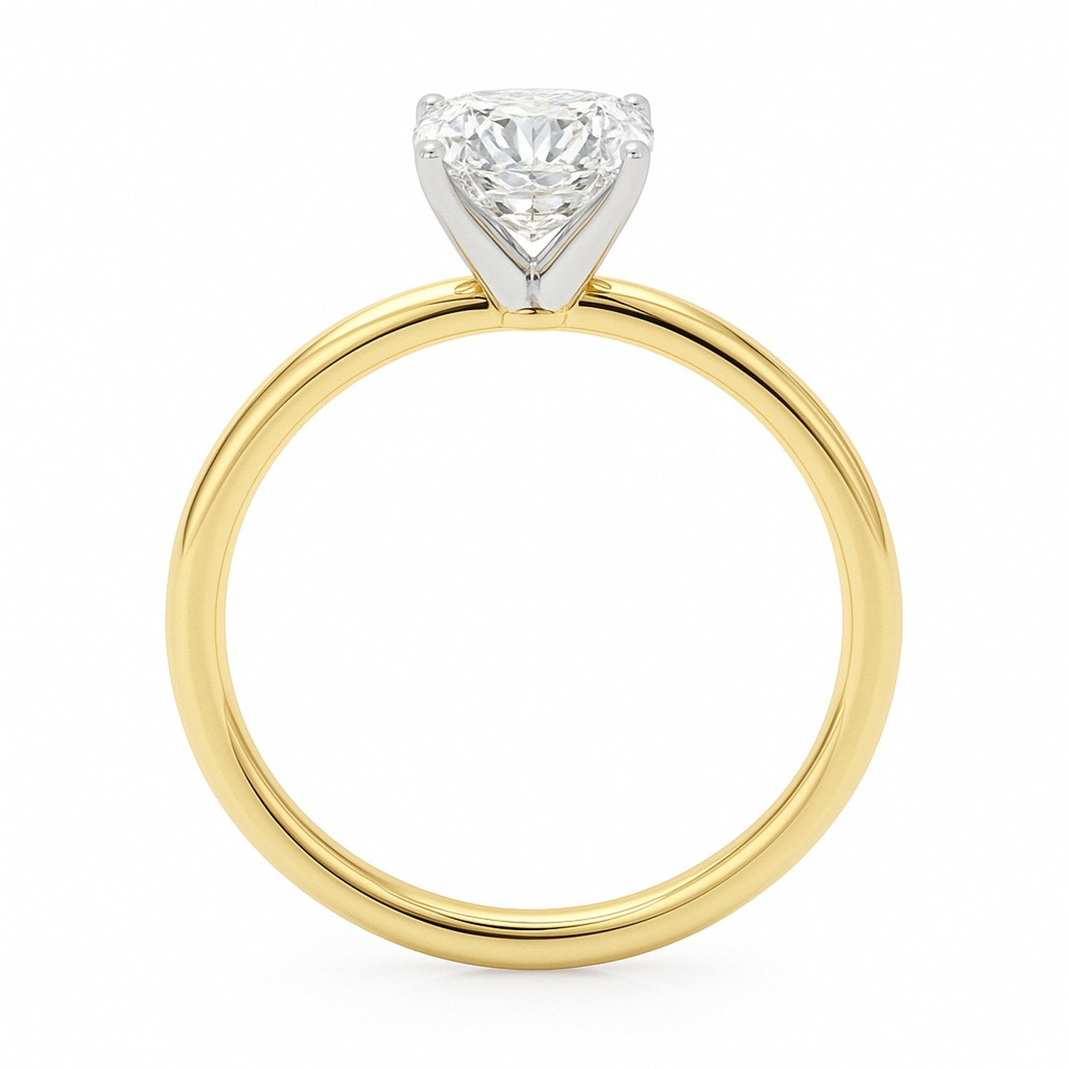 2 Carat Cushion Lab Grown IGI G/VS1 Diamond Solitaire Ring in 14K Yellow Gold