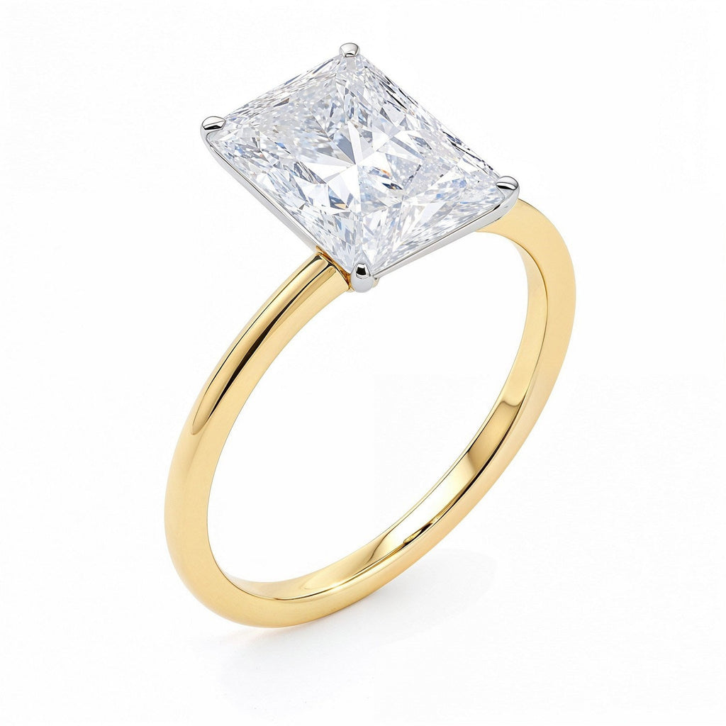 3 Carat Radiant Lab Grown Diamond Solitaire Ring in 14K Yellow Gold
