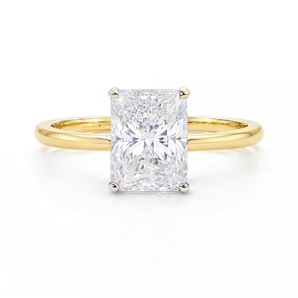3 Carat Radiant Lab Grown Diamond Solitaire Ring in 14K Yellow Gold