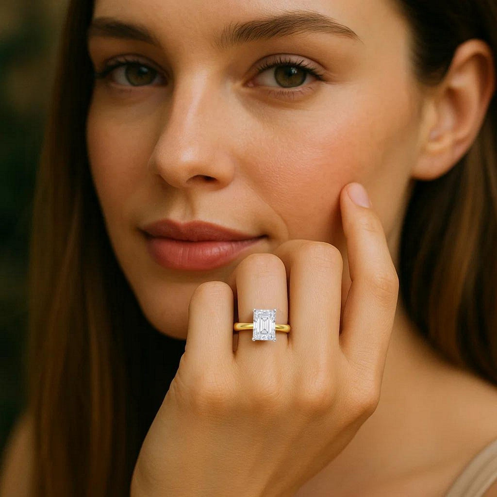 3 Carat Radiant Lab Grown Diamond Solitaire Ring in 14K Yellow Gold
