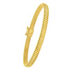 Front view of 14K yellow gold Tubogas bracelet with coil design and box clasp, 5 mm wide