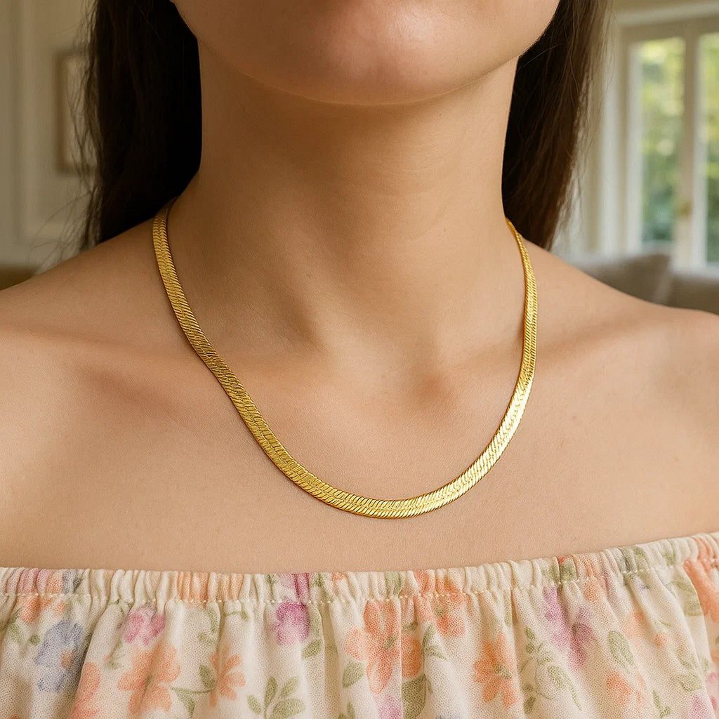 Super Flex Herringbone Chain in 14K Yellow Gold