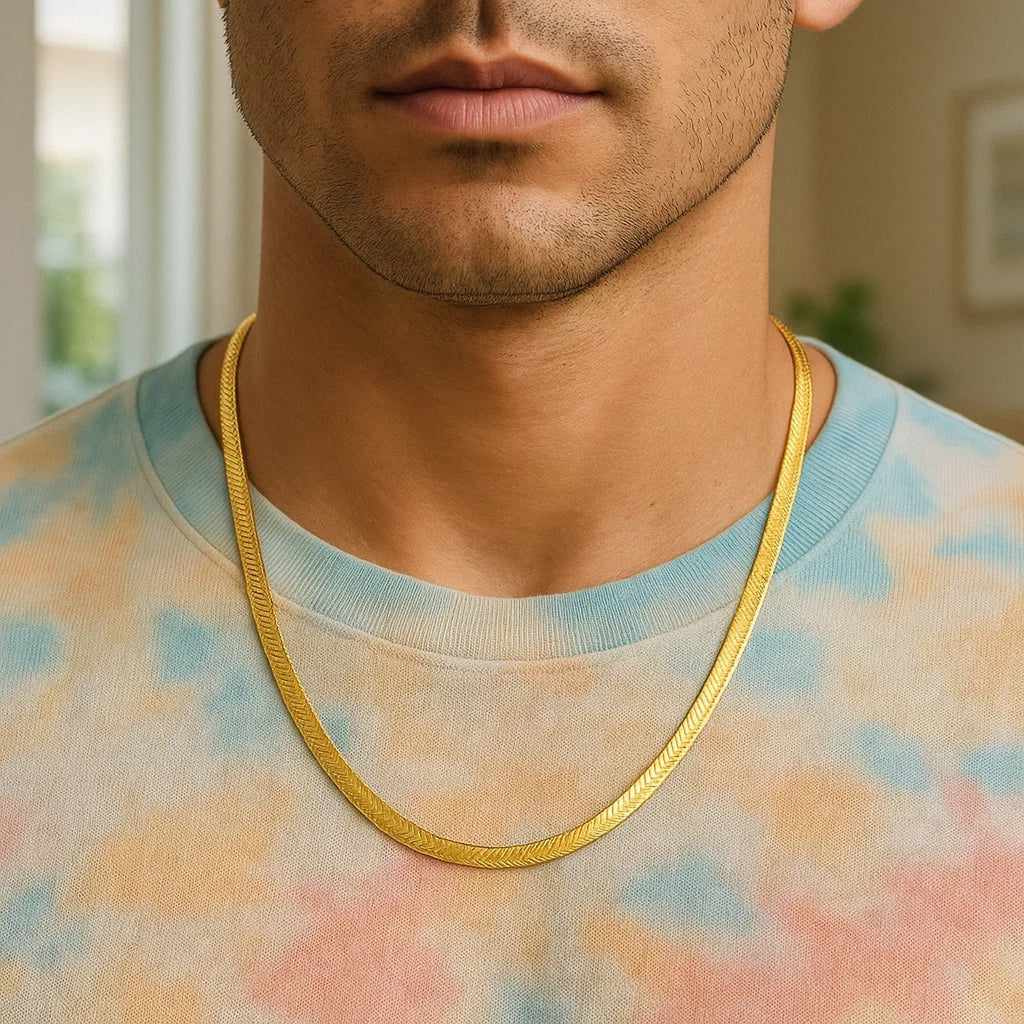 Super Flex Herringbone Chain in 14K Yellow Gold