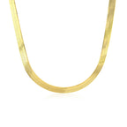Front view of 14K yellow gold herringbone chain necklace, 6.00 mm wide, lobster clasp