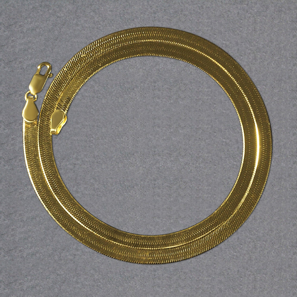 14K yellow gold herringbone chain, 6.00mm, coiled