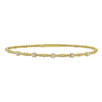 Front view of classic 14K yellow gold beaded bracelet with snap lock clasp