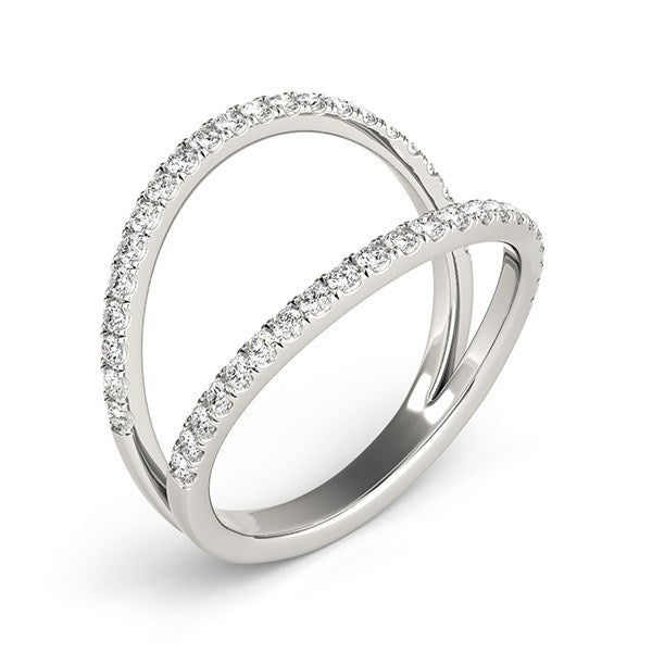 Diamond Split Ring in 14K White Gold |  Pavé