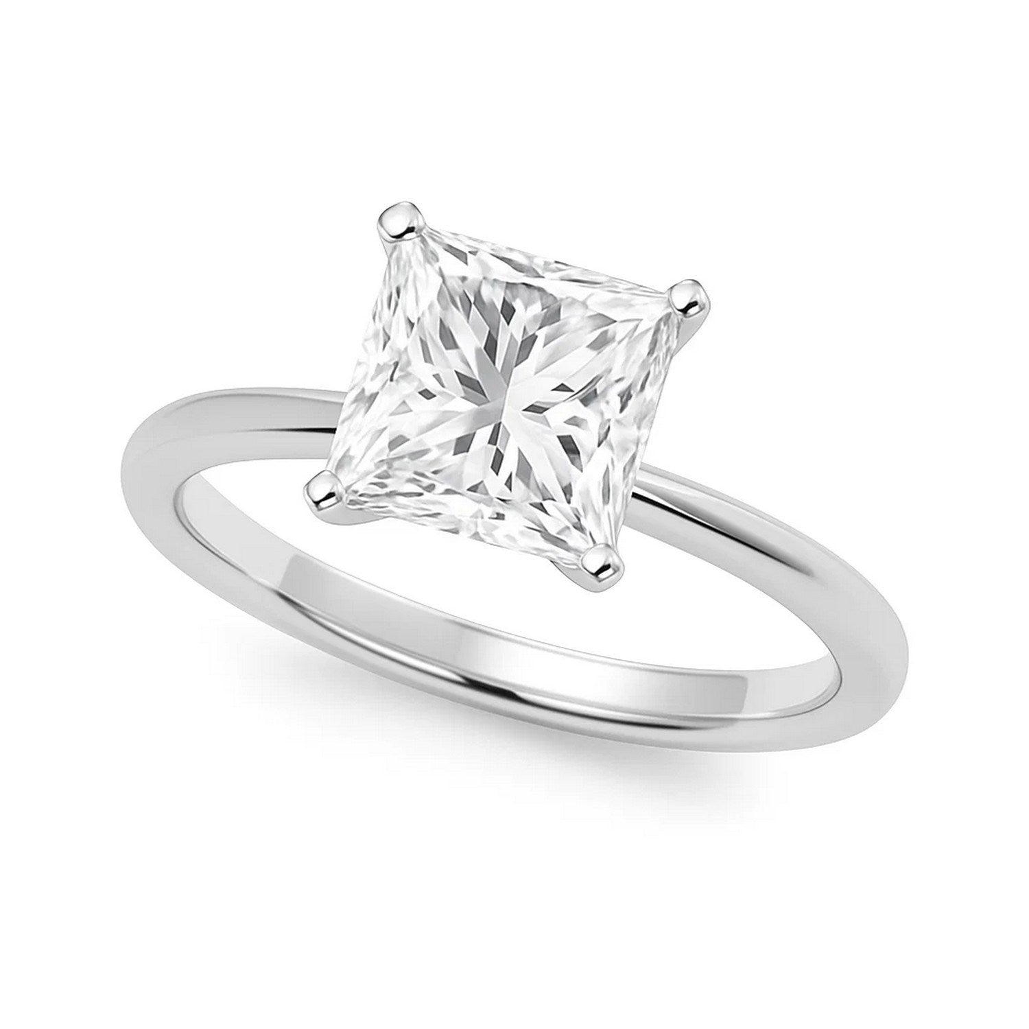 3 Carat Princess Lab Grown Diamond Solitaire Ring in 14K Yellow Gold