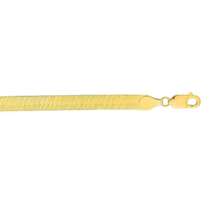 Super Flex herringbone bracelet in 14K yellow gold, 6.00mm, laid straight with its lobster clasp