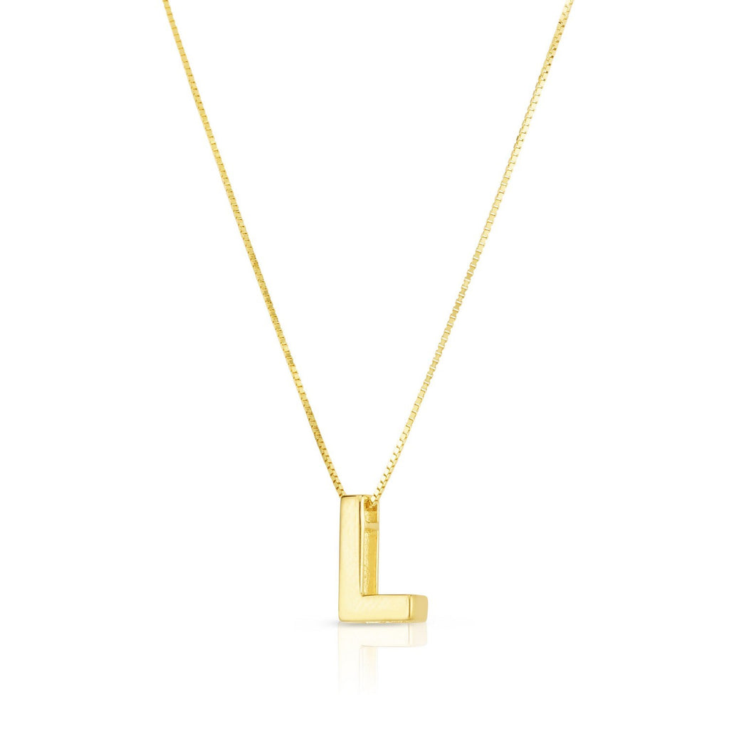 14K Yellow Gold Yours Truly Block Letter Initial L Necklace