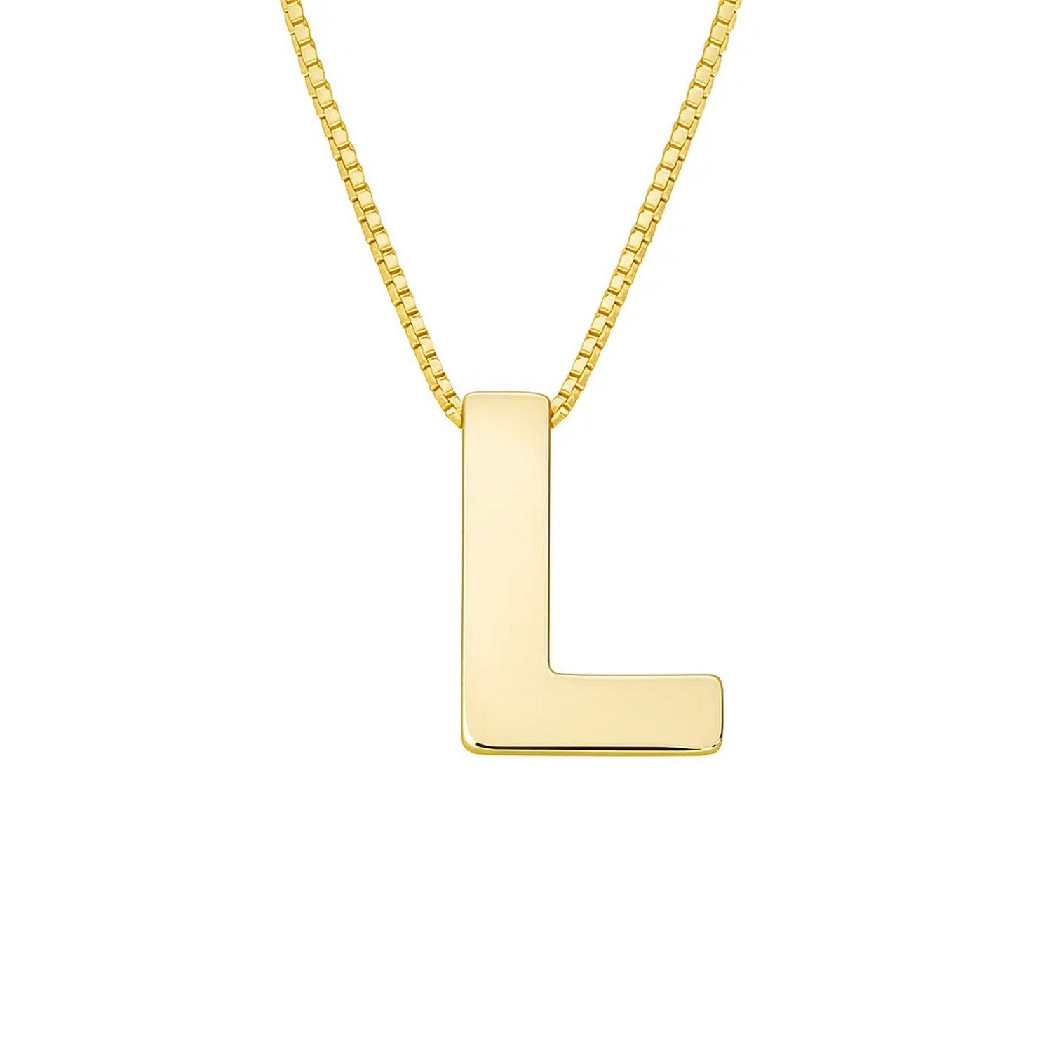 14K Yellow Gold Yours Truly Block Letter Initial L Necklace