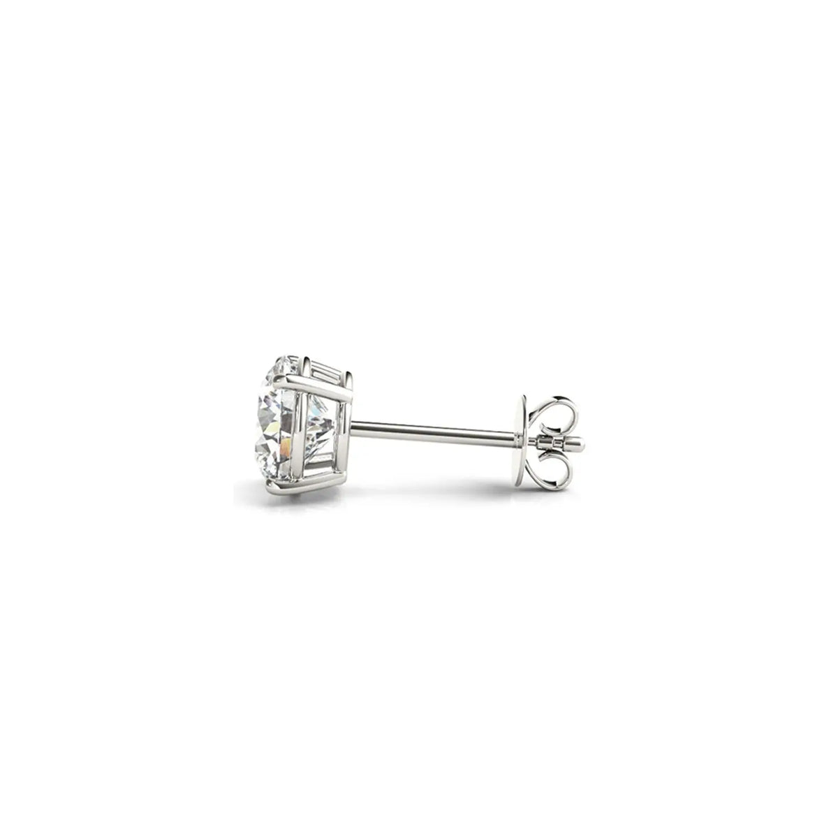 Close-up of 2.00 ct IGI certified round-cut lab-grown diamonds in 14K gold stud earrings — DEEVE