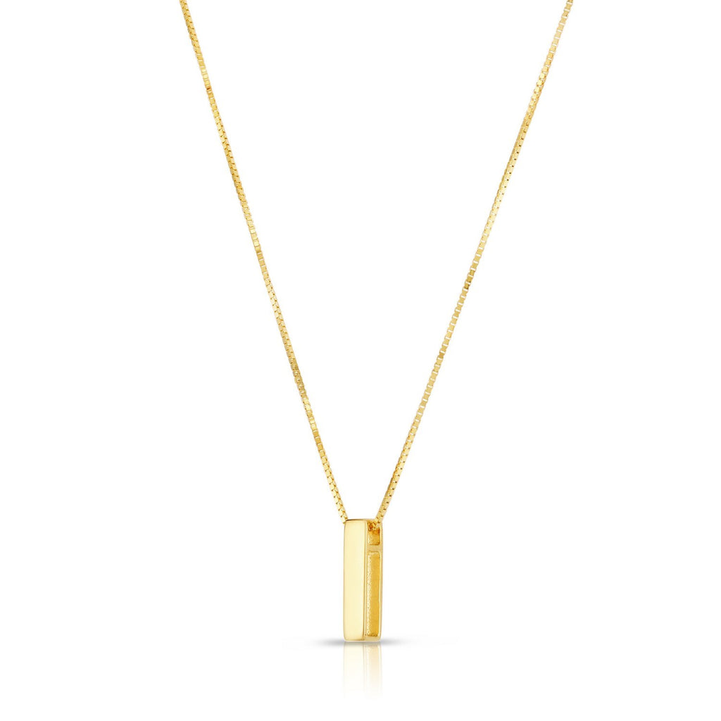 14K Yellow Gold Yours Truly Block Letter Initial I Necklace