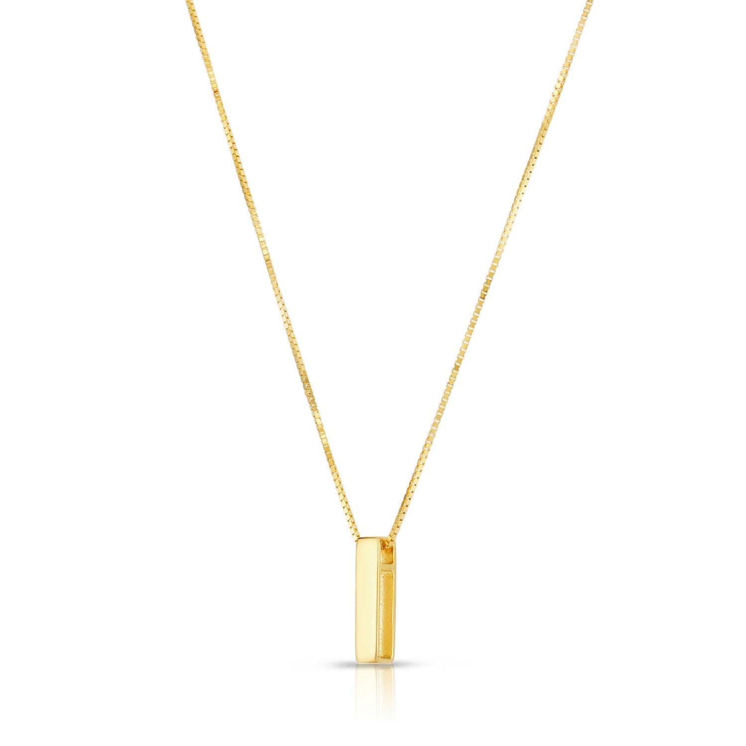 14K Yellow Gold Yours Truly Block Letter Initial I Necklace