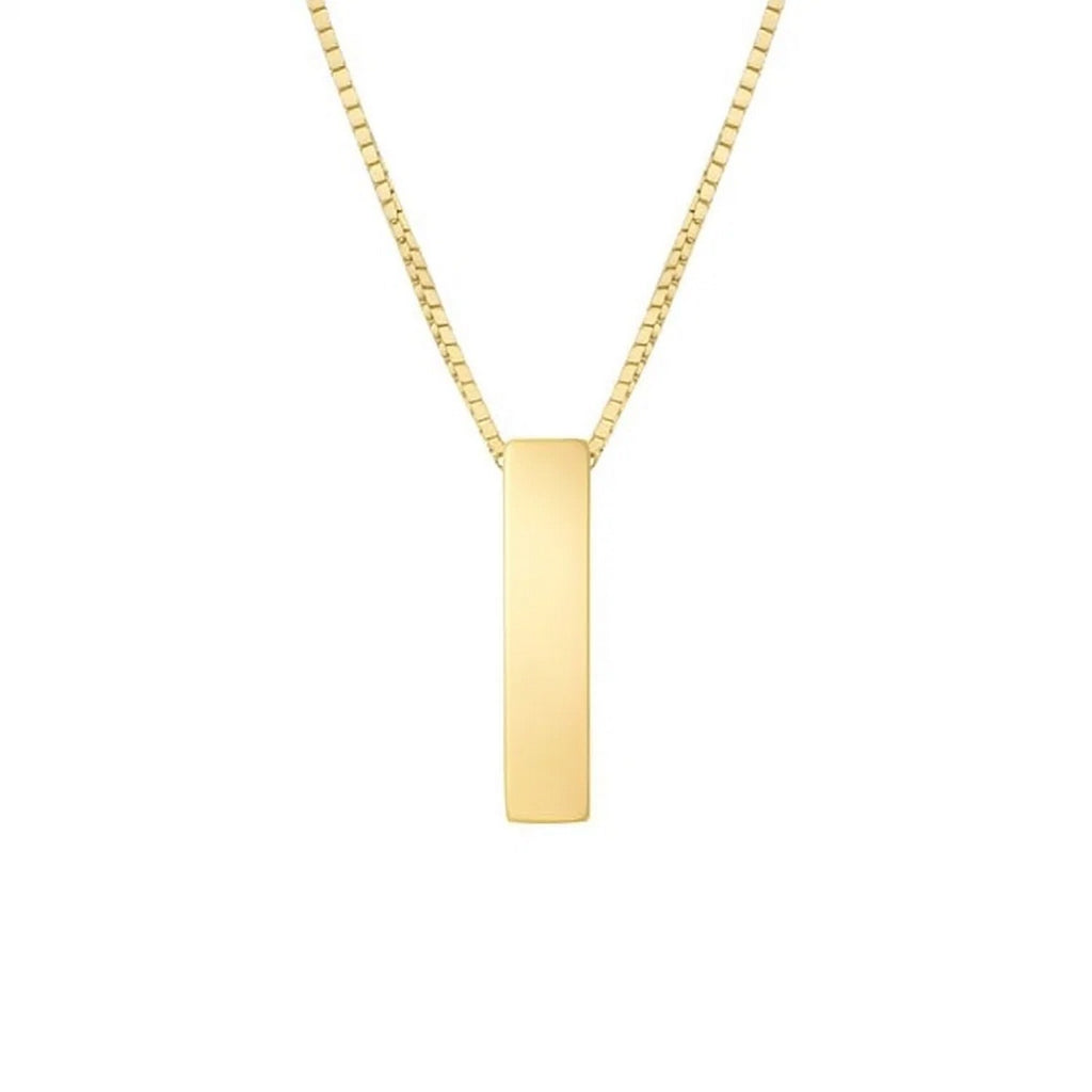 14K Yellow Gold Yours Truly Block Letter Initial I Necklace