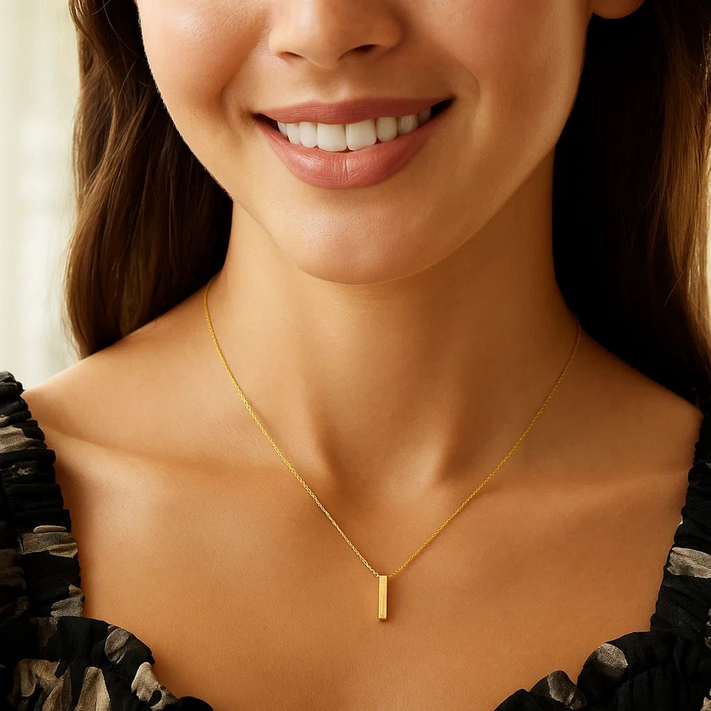 14K Yellow Gold Yours Truly Block Letter Initial I Necklace