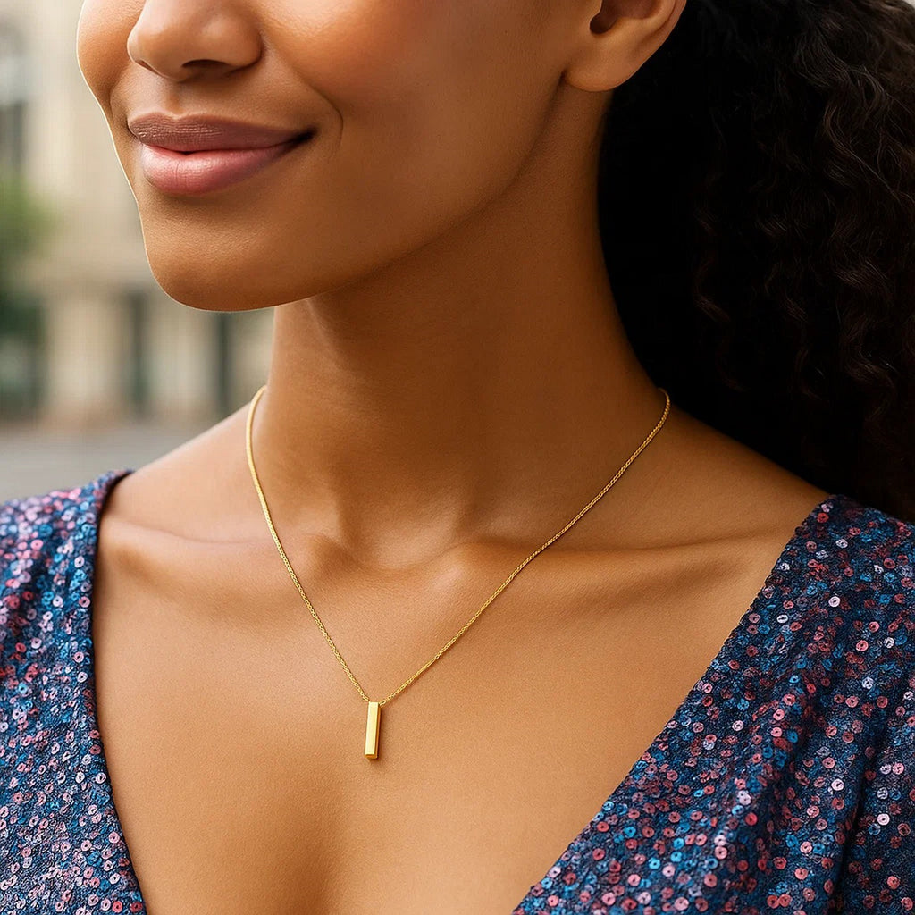 14K Yellow Gold Yours Truly Block Letter Initial I Necklace