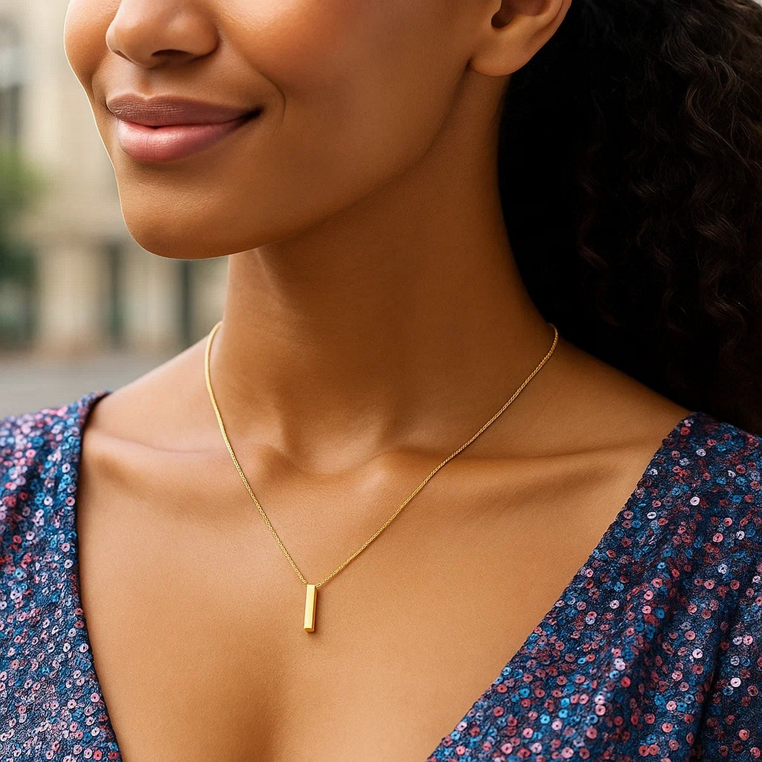 14K Yellow Gold Yours Truly Block Letter Initial I Necklace