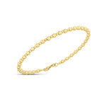 Front view of 14K yellow gold Pallina bead bracelet with lobster clasp, 3 mm width