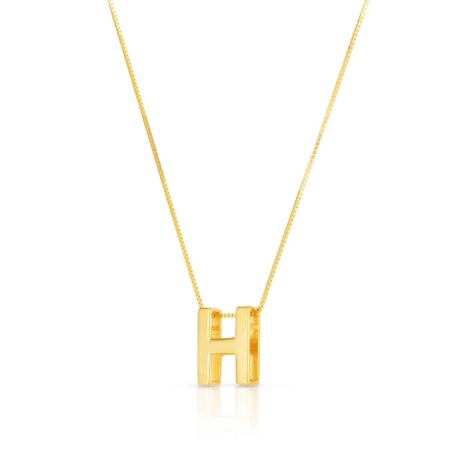 14K Yellow Gold Yours Truly Block Letter Initial H Necklace