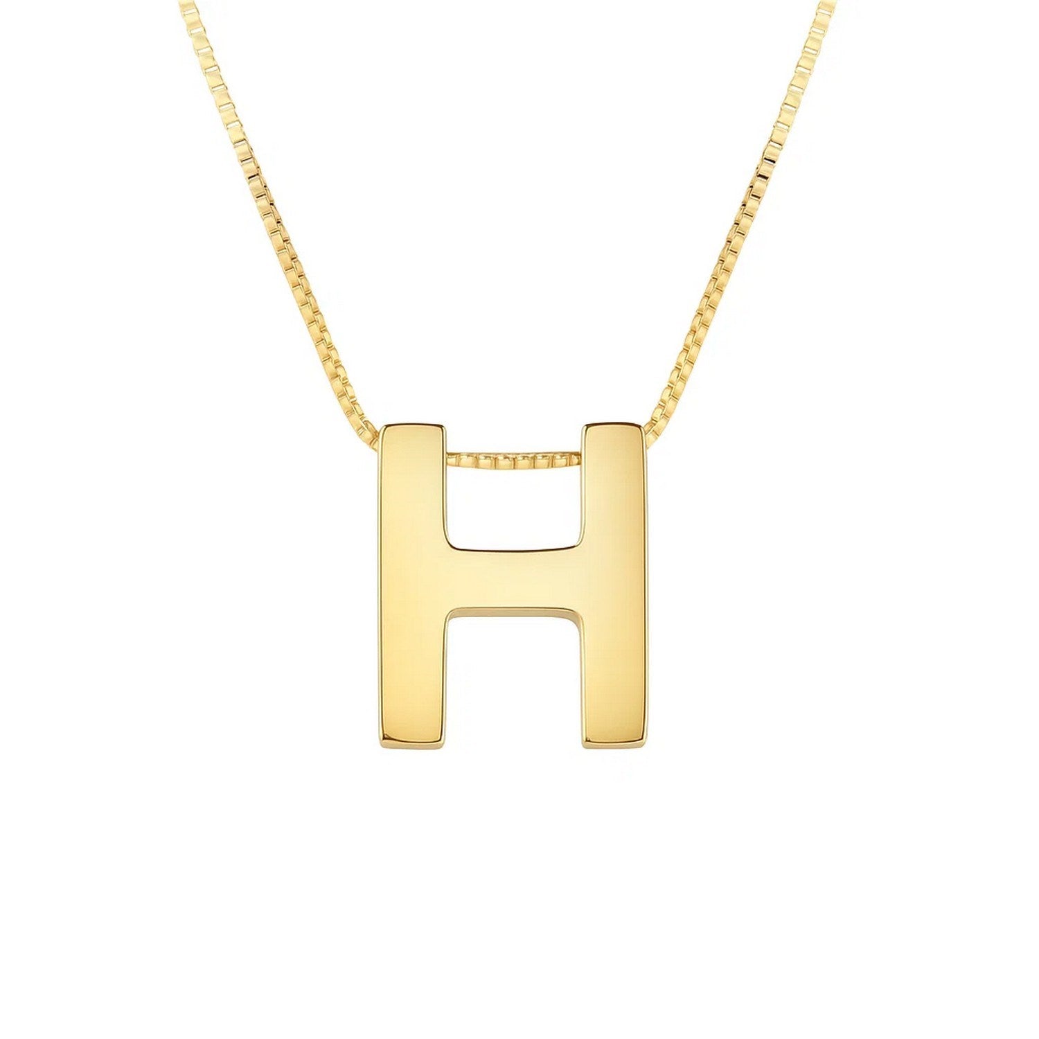 14K Yellow Gold Yours Truly Block Letter Initial H Necklace