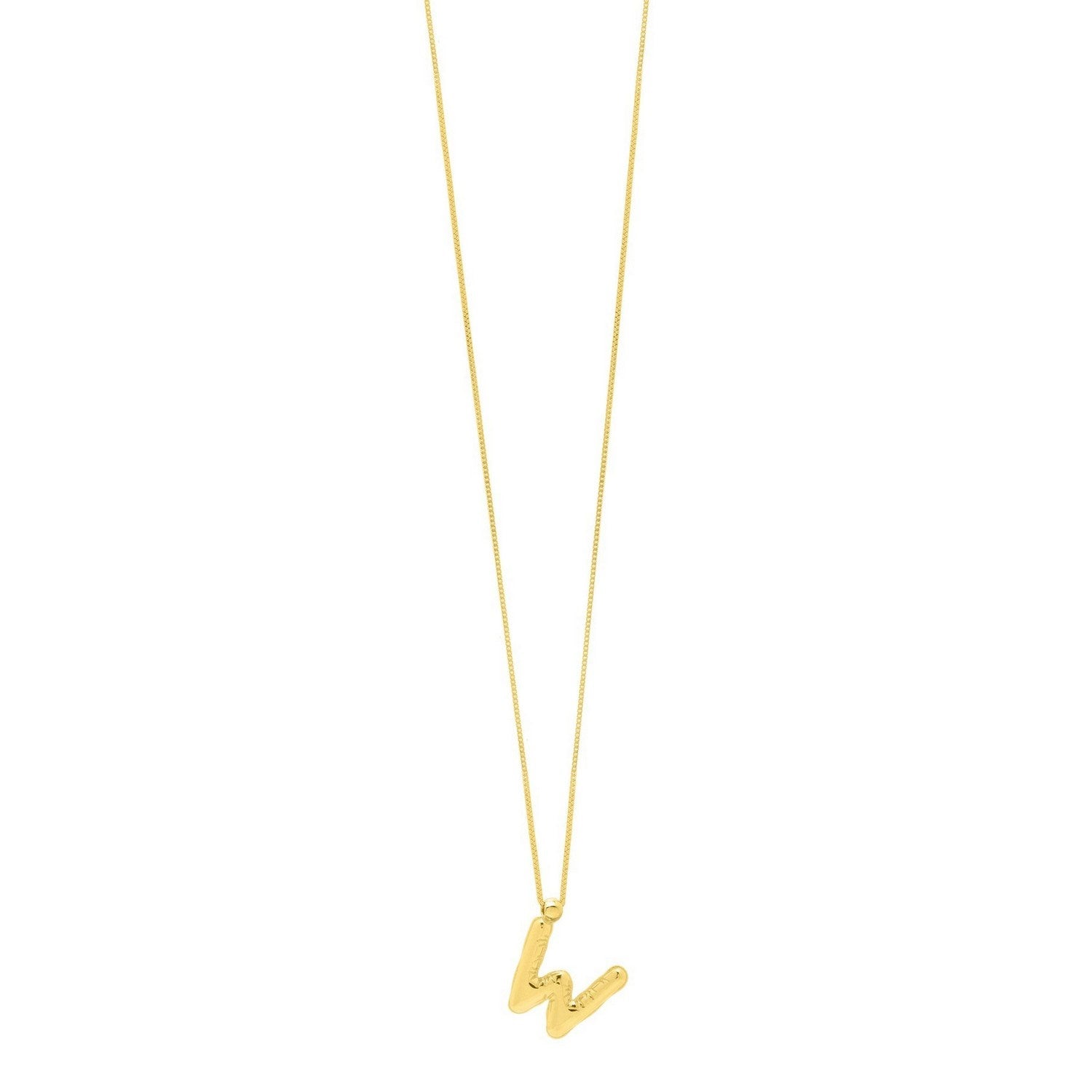 14K Yellow Gold Helium Initial W Pendant