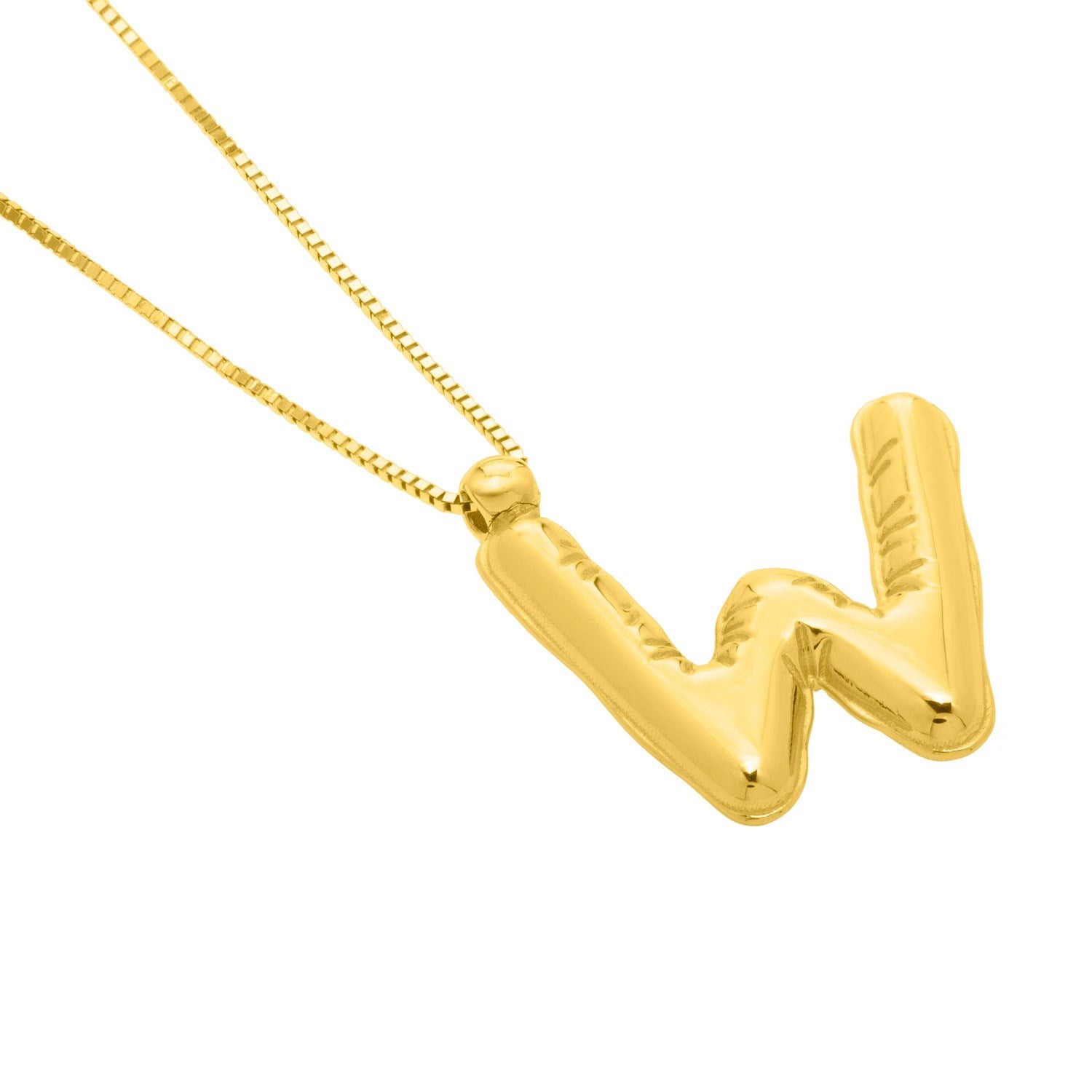 14K Yellow Gold Helium Initial W Pendant