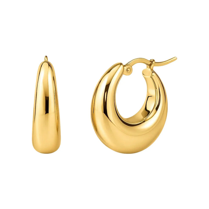 Medium Tapered Hoop Earrings | 14K Gold  Hoop Earrings DEEVE
