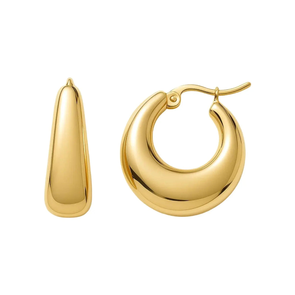 Medium Tapered Hoop Earrings | 14K Gold  Hoop Earrings DEEVE