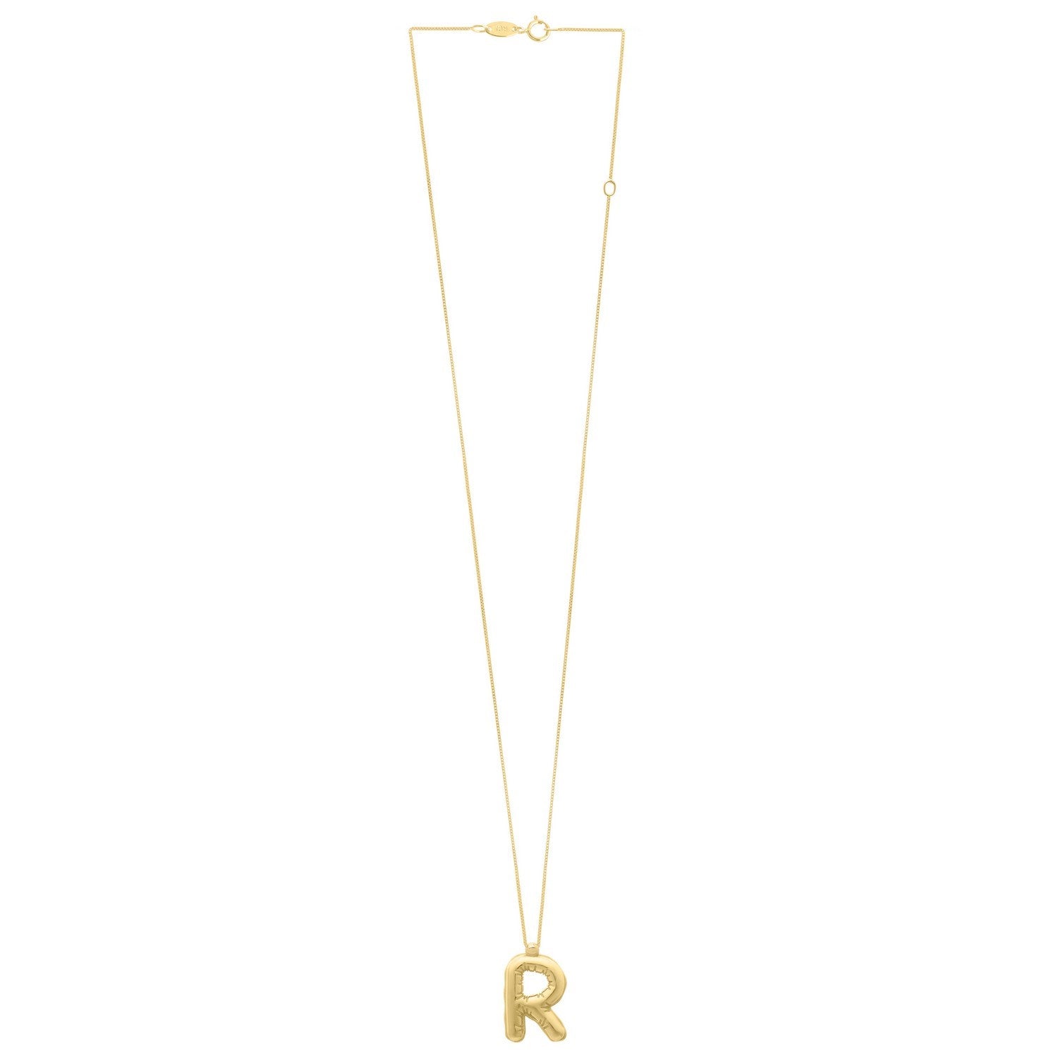 14K Yellow Gold Helium Initial R Pendant