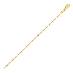 Round cable chain in 14K yellow gold, 2.40mm, with a close-up of the links
