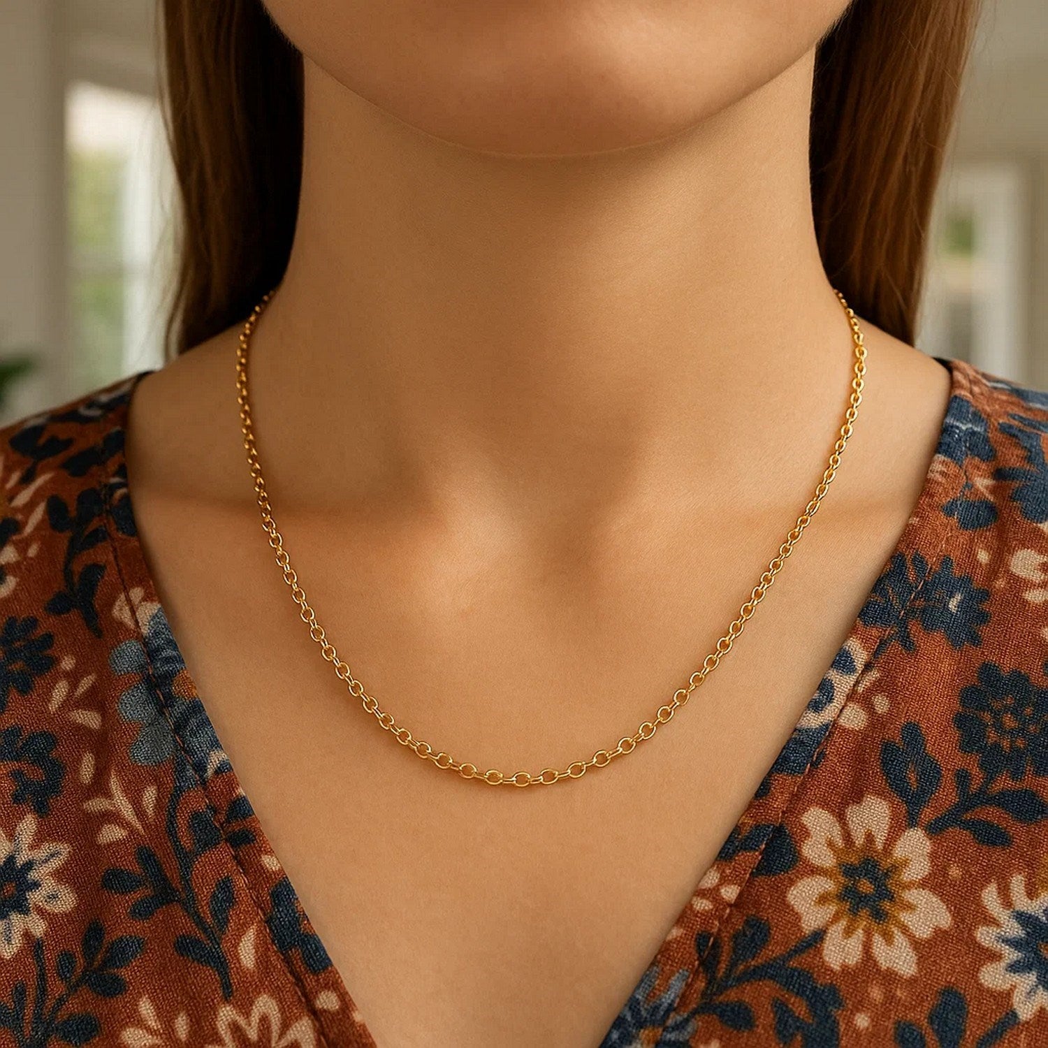 Round Cable Link Chain Necklace in 14K Gold | 2.40mm