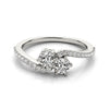 Two Stone Diamond Ring With Curved Pavé Band in 14K White Gold | 0.70 cttw