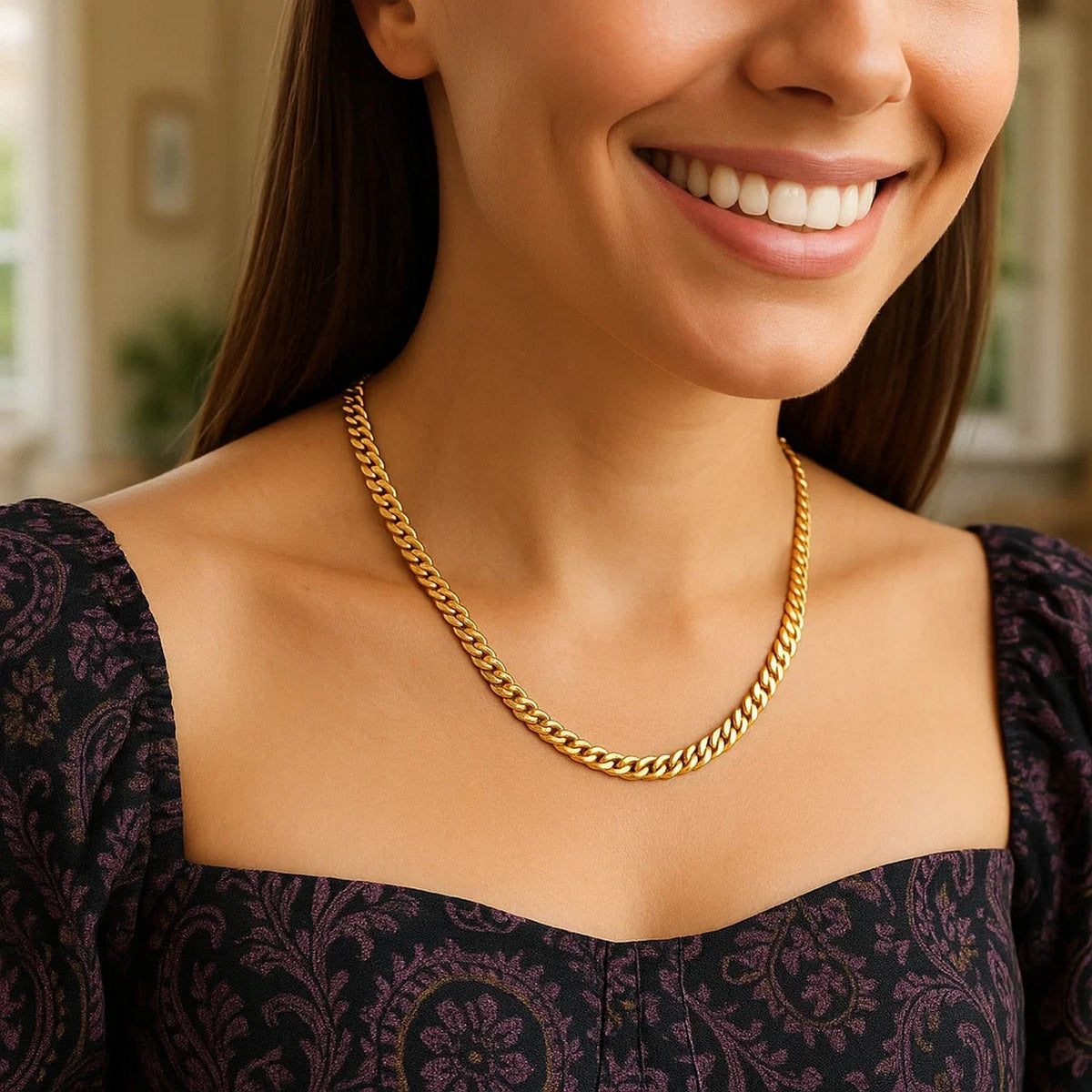 Semi-Solid Miami Cuban Chain Necklace in 14K Yellow Gold | 4.50mm