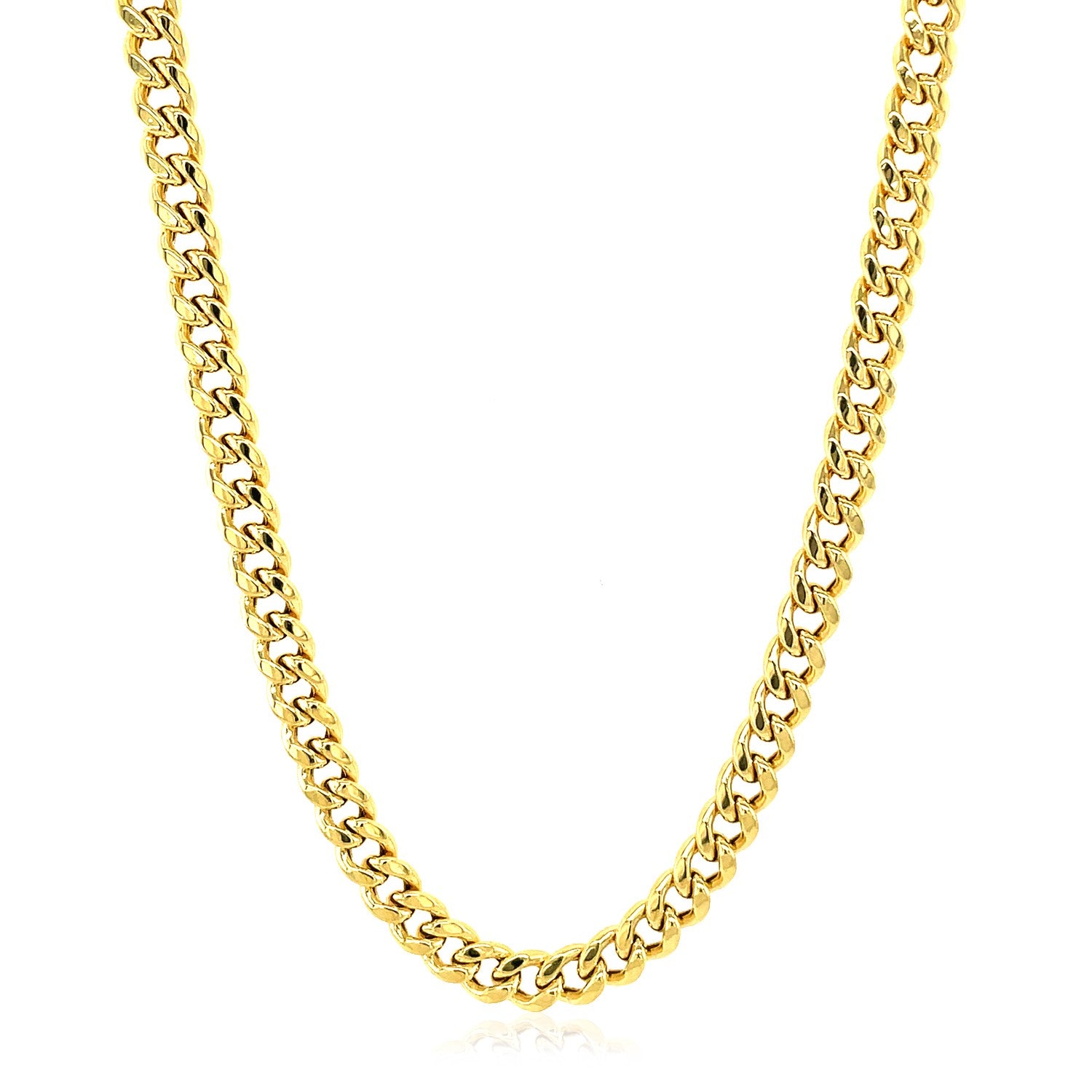 Semi-Solid Miami Cuban Chain Necklace in 14K Yellow Gold - 4.50mm