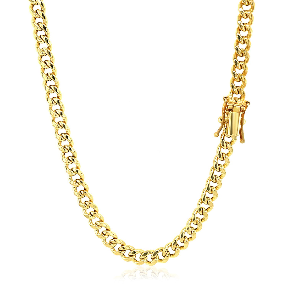Semi-Solid Miami Cuban Chain Necklace in 14K Yellow Gold | 4.50mm