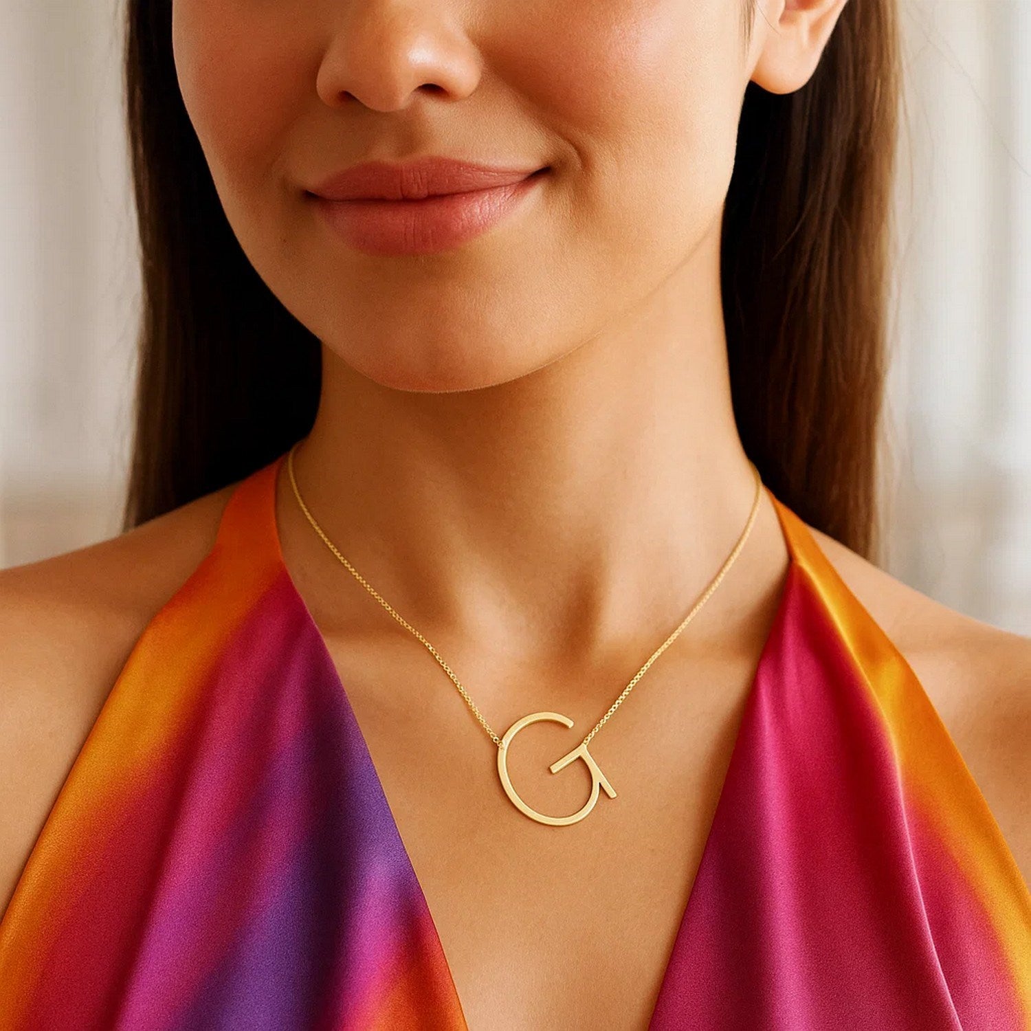 14K Yellow Gold Yours Truly Large Initial G Necklace