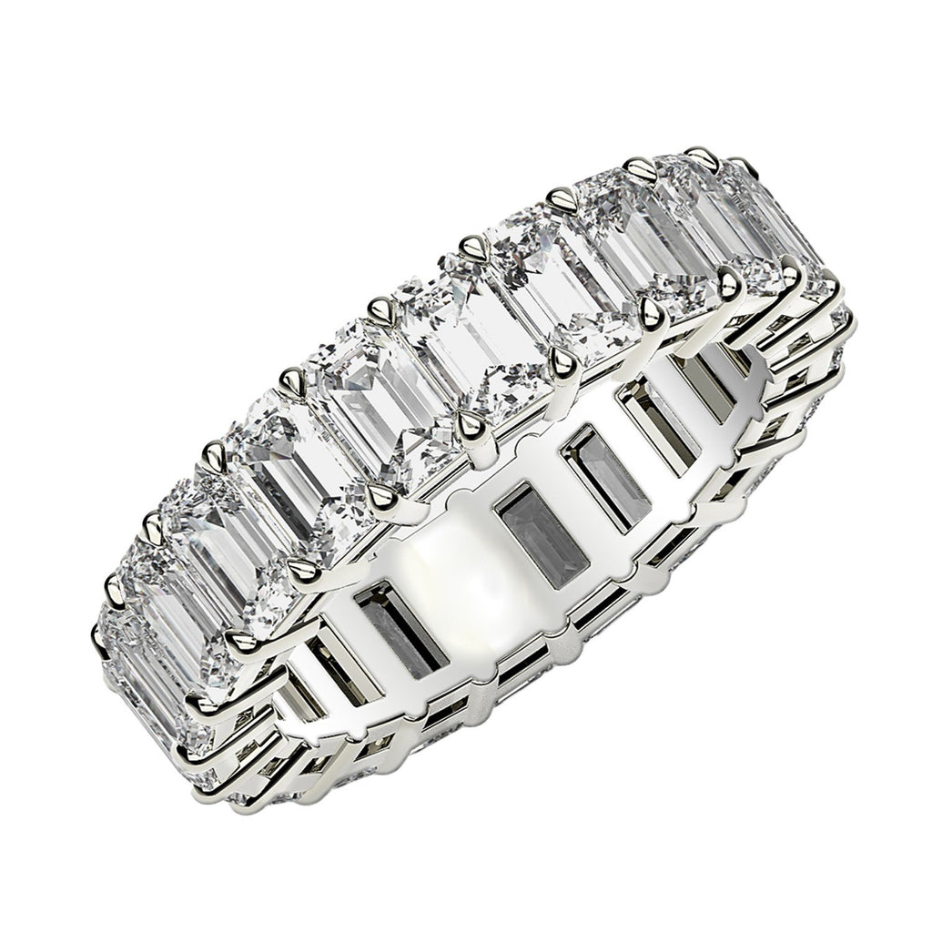 3.00ct Emerald Cut Lab Grown Diamond Eternity Ring 14K White Gold — Top View, DEEVE